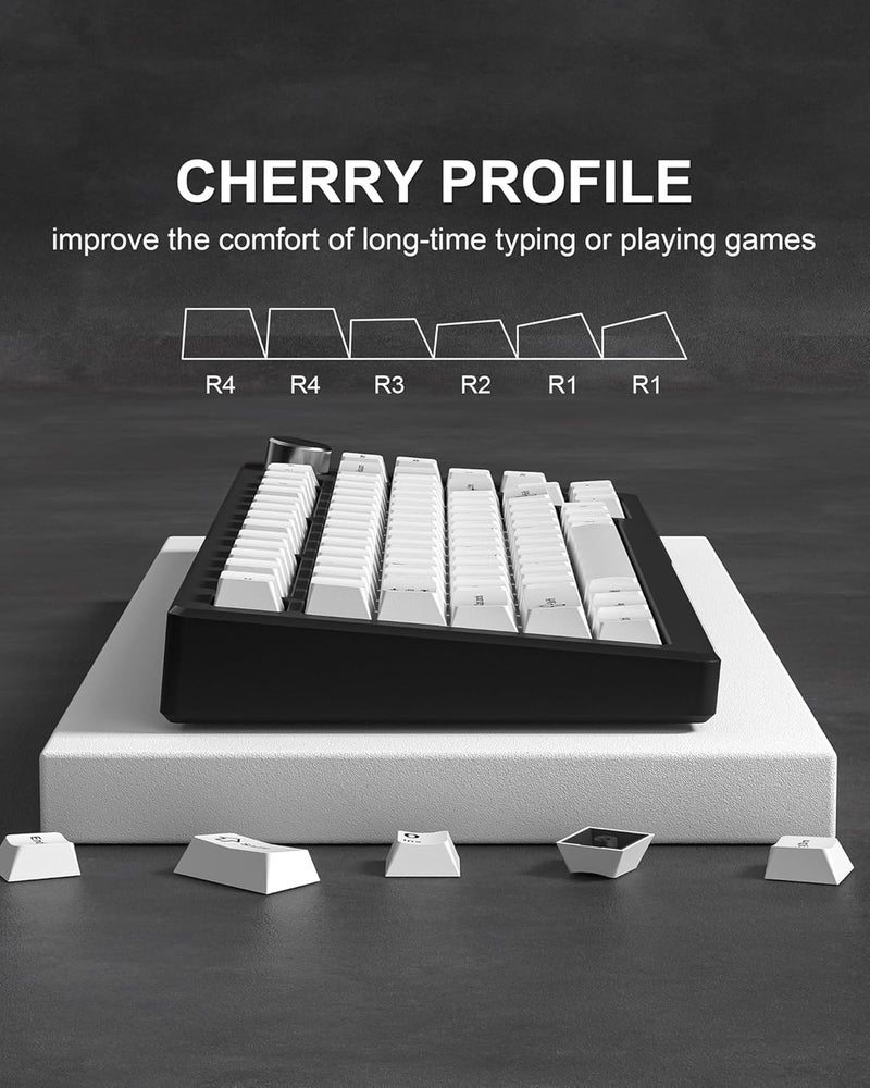 COSTOM Womier Double Shot PBT Keycaps Set 138 Keys, Cherry Profile Custom Keycaps 60 65 75 100 Percent for 61/64/68/84/87/100/104/108 Retro Gaming Mechanical Keyboard, White - Image 3